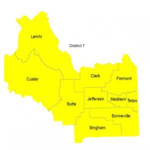 District 7 with county names and boundaries