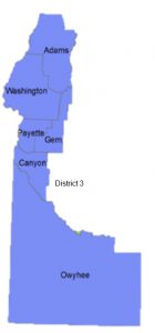 District 3 with county names and boundaries