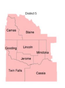 District 5 with county names and boundaries