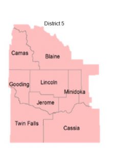 District 5 with county names and boundaries